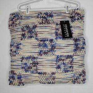 NWT Safavieh cream purple blue woven textured cotton & wool pillow 20x20